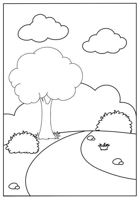 A nature landscape colouring template 559591 Vector Art at Vecteezy