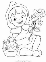 Beautifull Red Riding Coloring Page For Kids  Free Little sketch template