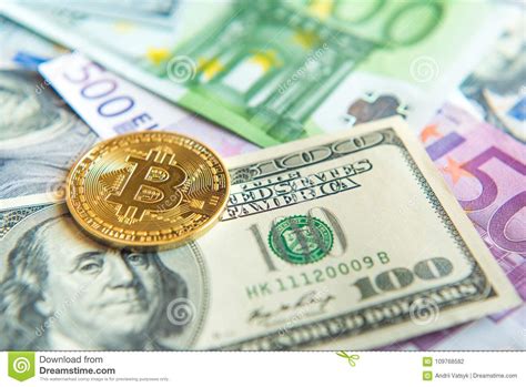 Bitcoin on Dollar and Euro Bills Investment, Exchange Rate, Wea Stock ...