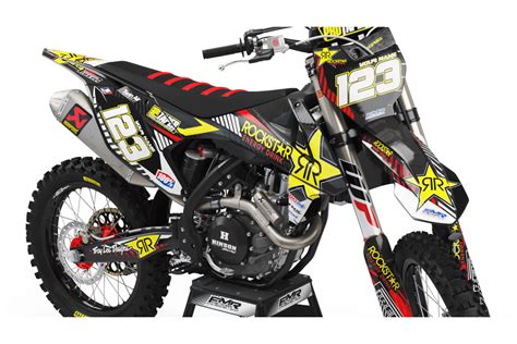 Custom dirt bike Graphics kit ROCKSTAR Limited Edition CA19A red ...