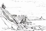 Rocky Cliff Drawing Easy Sketch Coloring Page sketch template