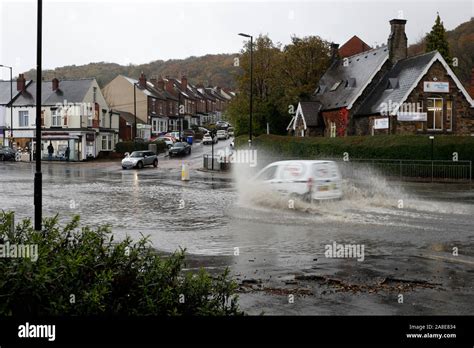 Heavy rain causing flooding of Chesterfield Road, Sheffield England UK, 7th November 2019 ...