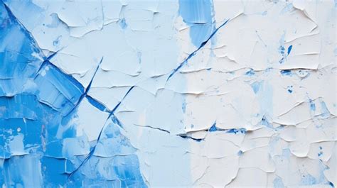 Premium AI Image | broken white cracked paint on blue wall