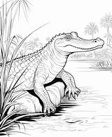 Coloring Pages Of alligators and Crocodiles  Premium AI Generated Image sketch template