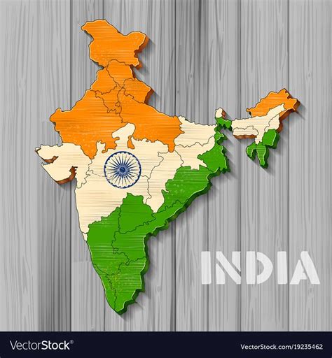 Tricolor indian flag map background for republic vector image on ...