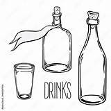 Glass Bottles Vector IllustrationInk On Aged Card Paper Kitchen  sketch template