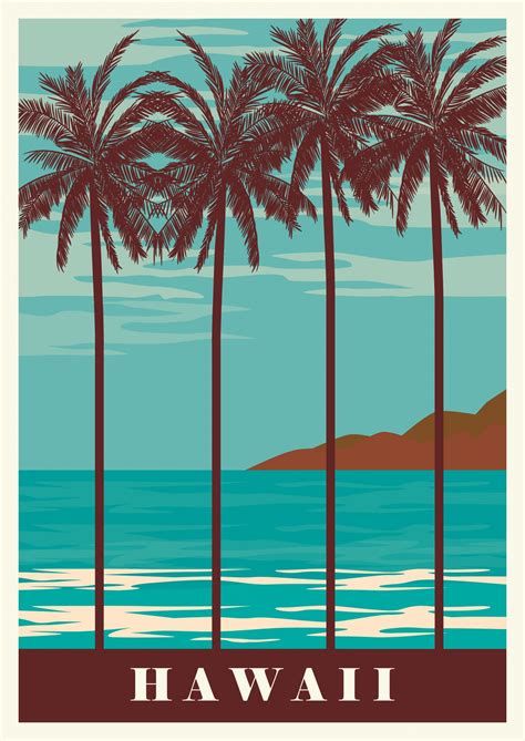 Hawaii Beach Travel Poster Free Stock Photo - Public Domain Pictures