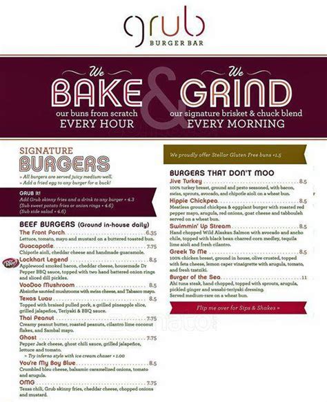 Grub Burger Bar Menu, Menu for Grub Burger Bar, Tallahassee ...