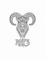Aries Coloring Page / Digital Download Printable Astrological Sign  sketch template