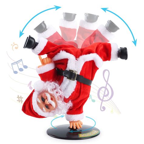 Gustave Singing Dancing Santa Claus Doll Electric Musical Inverted Rotating Santa Claus Figure ...