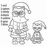 Pete The Cat Coloring Page  PeteChristmas ColorbyNumber Best sketch template