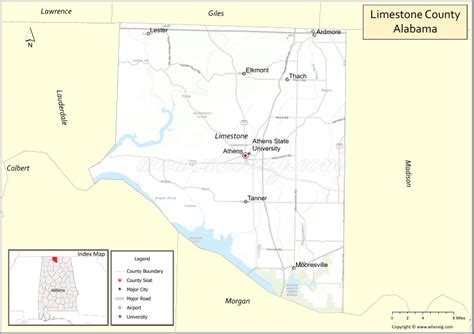 Map of Limestone County, Alabama - Where is Located, Cities, Population ...