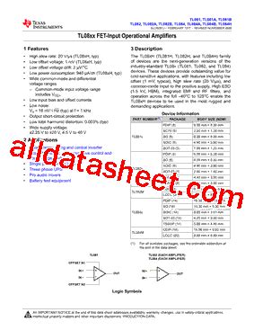 TL082 Datasheet(PDF) - Texas Instruments