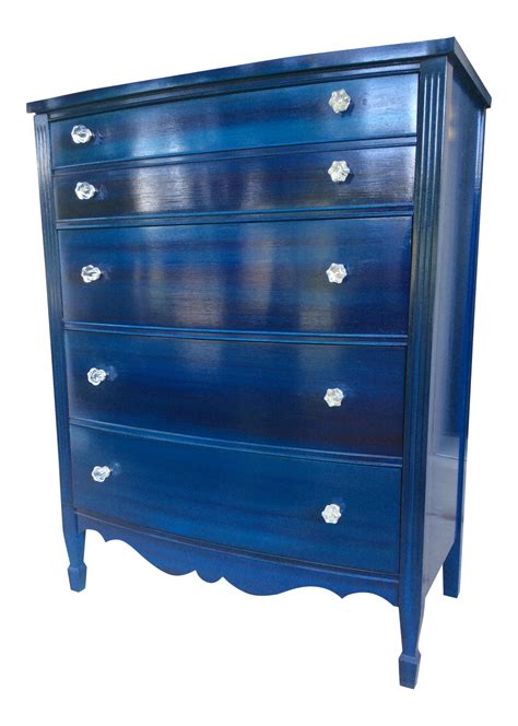 Beautiful vintage chest of drawers has been hand painted with a high gloss finish in shades of ...