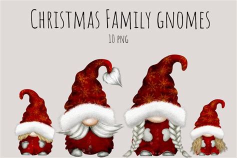 Christmas Family Gnomes PNG Clipart