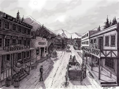 Western Town Drawing at PaintingValley.com | Explore collection of Western Town Drawing