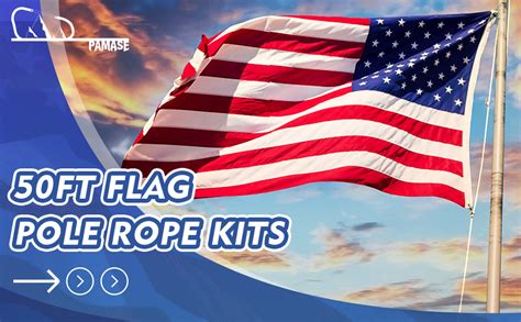 Amazon.com : PAMASE 6 Pack Flag Rope and Clips Kit - 50ft Flag Pole Rope Halyard with Cleat Hook ...