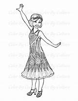 1920s Flapper Girl Coloring Page — Color By Culture sketch template