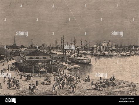 Port of Manila - General view. Philippines 1885 old antique print picture Stock Photo - Alamy