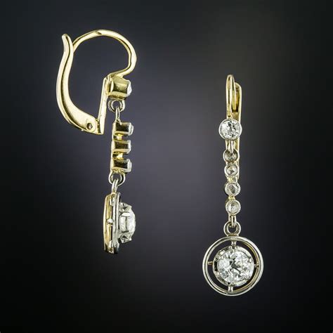 Antique Diamond Drop Earrings, Circa 1900 - Antique & Vintage Earrings - Vintage Jewelry