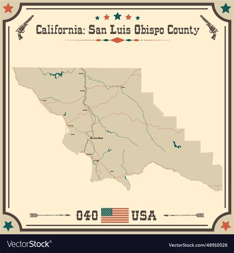 Large and accurate map of san luis obispo county Vector Image