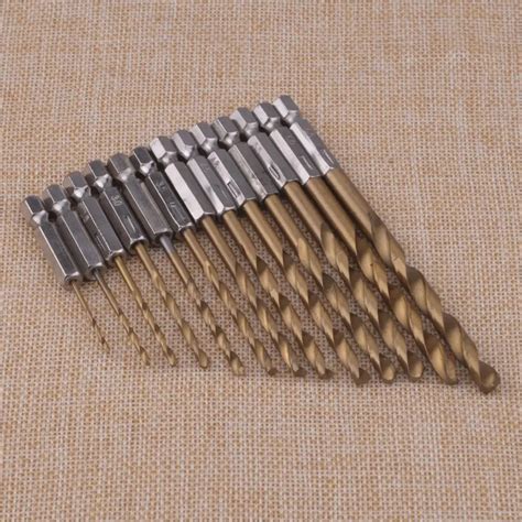 LETAOSK 13pcs HSS High Speed Steel Titanium Coated Twist Drill Bits Set ...