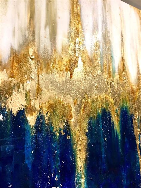 Blue Gold Painting - Gold Blue 16x20in Original Abstract by ...