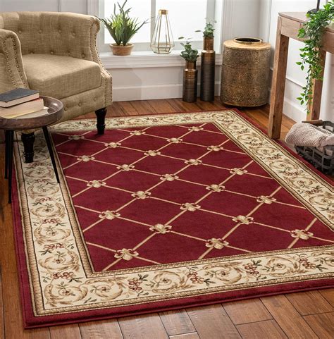 Timeless Fleur De Lis Red Formal Area Rug 3'11" X 5'3"Stain and fade ...