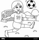 Girl Playing Soccer Coloring Page For Kids Stock Vector Image & Art  Alamy sketch template