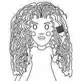 Curly Hair Coloring Page sketch template