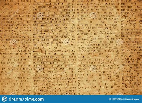 Background Of Ancient Babylonian Or Persian Cuneiform Symbols On Rock Tablets Stock Photography ...