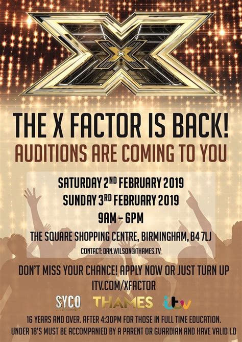 Do you have the X Factor? Auditions for hit TV talent show heading to ...