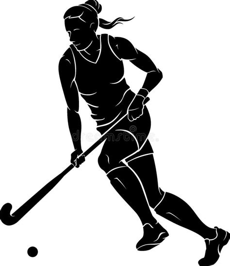 Female Field Hockey Player Silhouette Stock Vector - Illustration of ...