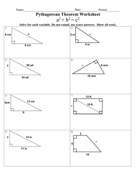 Pythagorean Theorem Practice Worksheet - Onlineworksheet.my.id