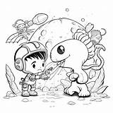 Premium AI Image  Coloring Page Of Astronaut Boy And Alien Friend sketch template