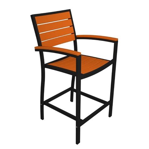 POLYWOOD® Euro Aluminum Outdoor Bar Chair with Black Frame PW-A202-FAB | CozyDays