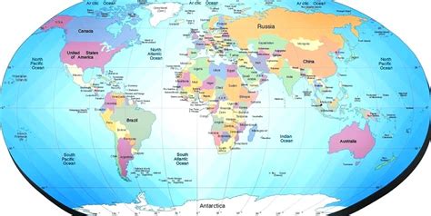 Labeled World Map with Countries Blank