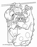 Monsters Inc  Sulley And Mike With Boo Inside The Factory coloring Page sketch template