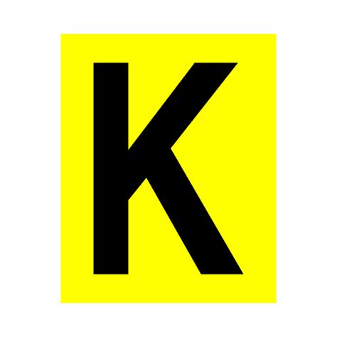 Yellow Letter K Sticker | Safety-Label.co.uk