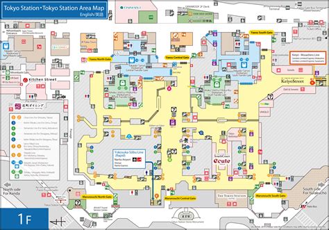 Tokyo Station Map[1F] | Station map, Tokyo station, Area map