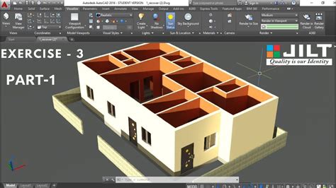 Create 3D HOUSE using Autocad in Easy steps - EX 3 - PART 1 | Model house plan, Free house plans ...