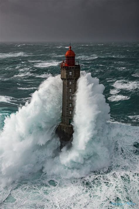 La Jument lighthouse midst the stormy sea (credit: Ronan Follic ...