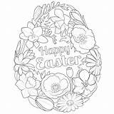 Happy Easter Flowers Egg coloring Page Greeting Card 36291713 Vector  sketch template