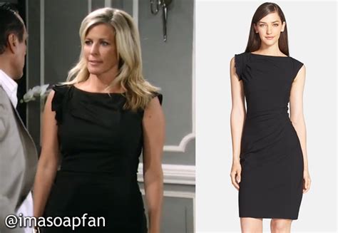 Carly Corinthos Jacks's Black Sheath Dress with Ruffle - General Hospital, Season 53, Episode ...