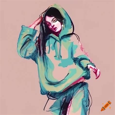 Woman dancing in hoodie on Craiyon