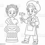 Coloring Page Of Cartoon Boy Sculptor Stock Illustration  Download sketch template