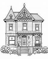 Victorian House Architecture Coloring Page  Free Printable sketch template