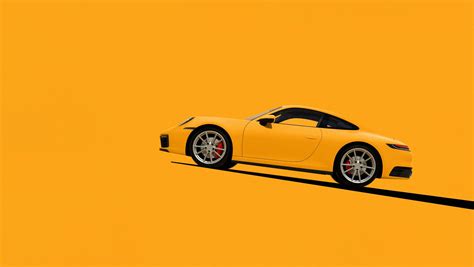 simple background yellow background #car #Porsche #vehicle #artwork #2K #wallpaper #hdwallpaper ...