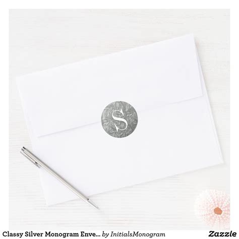 Classy Silver Monogram Envelope Seals | Zazzle.com | Monogram stickers ...