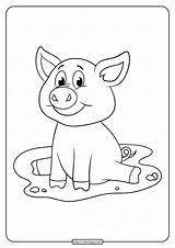 Coloring Pig Sitting Pages Drawing Printable Color Sketch Page sketch template